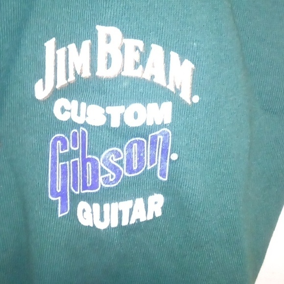 Crossgrain Lee "Jim Beam Custom Gibson Guitar" Green Sweatshirt -Size Large - Picture 2 of 9